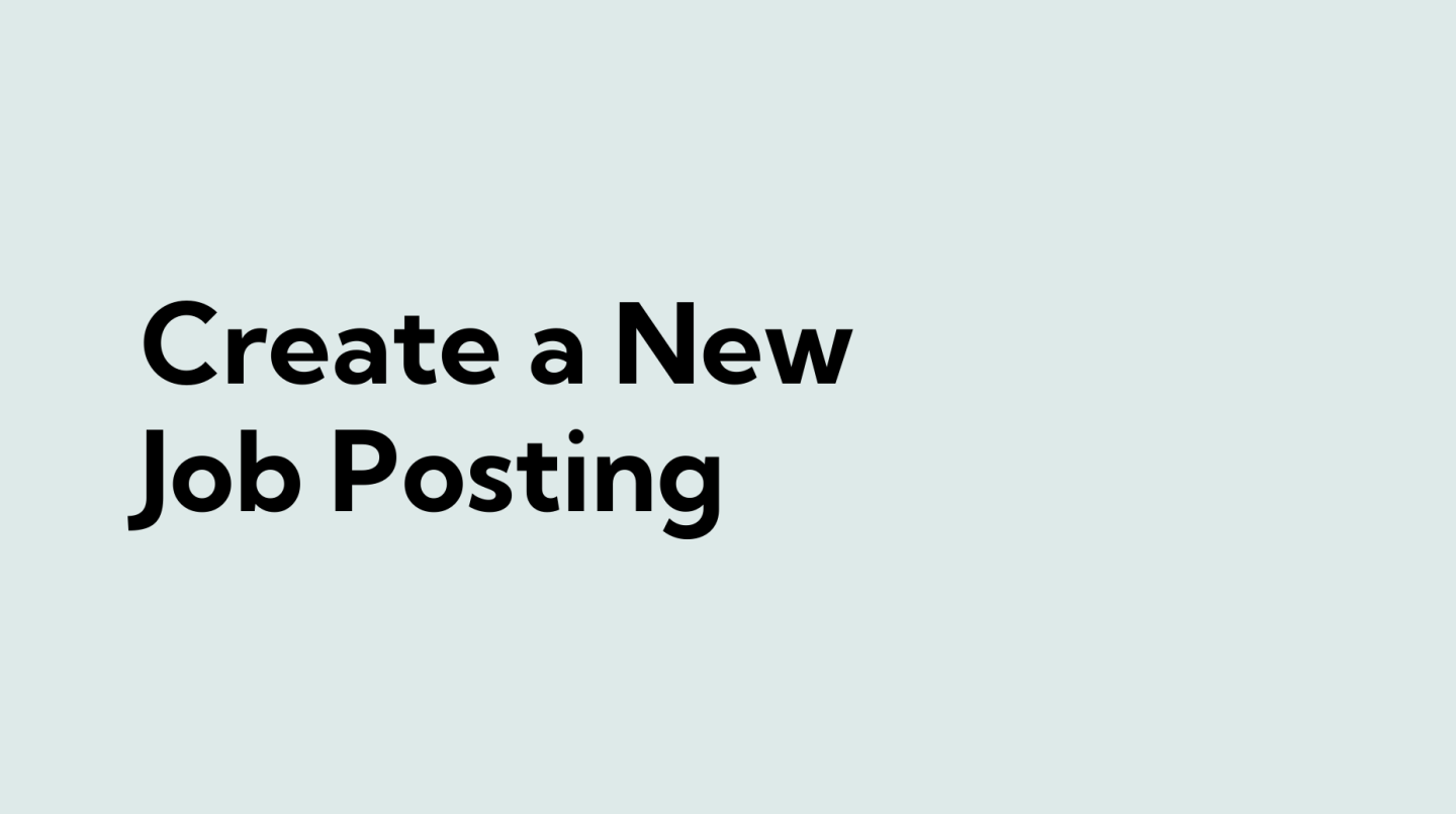Create a New Job Posting